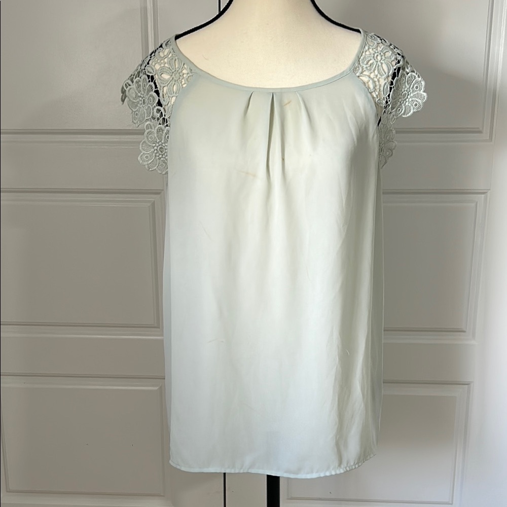 Philosophy Mint Green Embellished Relaxed Blouse with Crocet Detail